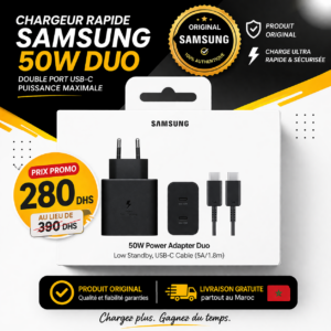 Chargeur Samsung 50W Power Adapter Duo Original – Double Puissance Ultra Rapide
