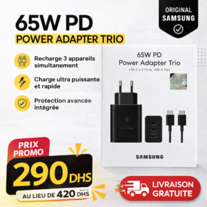 Chargeur Samsung 65W PD Trio Original – Puissance & Polyvalence